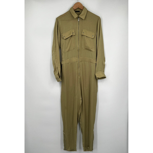 Atm Anthony Thomas Melillo Womens Jumpsuit Green 2 Pockets Collared Solid‎ S New